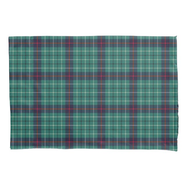 Clan Duncan Modern Tartan Turquoise Scottish Plaid Pillow Case (Front)