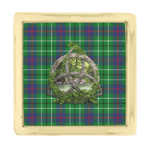Clan Duncan Tartan Celtic Trinity Gold Finish Lapel Pin