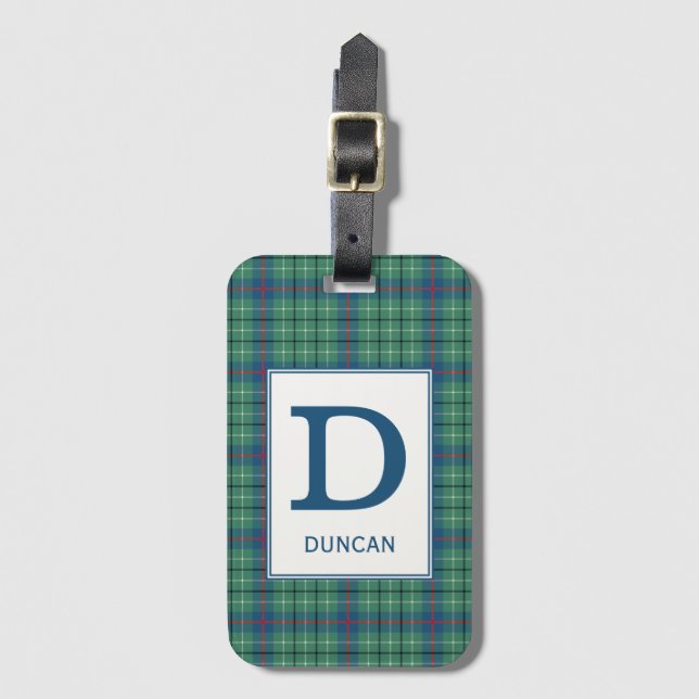 Clan Duncan Tartan Monogrammed Luggage Tag (Front Vertical)