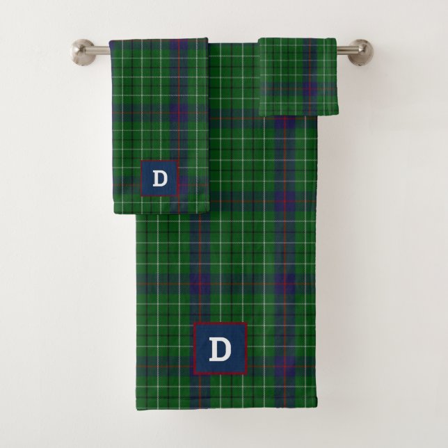 Clan Duncan Tartan Plaid Monogrammed Bath Towel Set (Insitu)