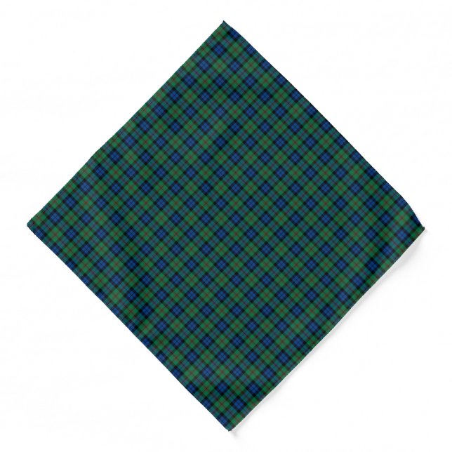Clan Dundas Tartan Blue, Green, and Red Plaid Bandana (Front)