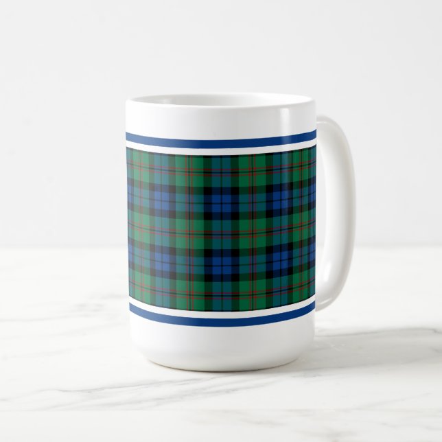 Clan Dundas Tartan Green and Blue Plaid Coffee Mug (Front Right)