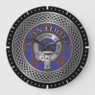 Clan Eliott Crest & Tartan Knot Large Clock