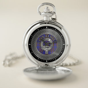 Clan Eliott Crest & Tartan Knot Pocket Watch