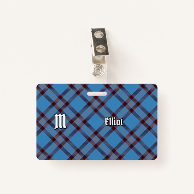 Clan Elliot Ancient Tartan Badge (Front with Clip)