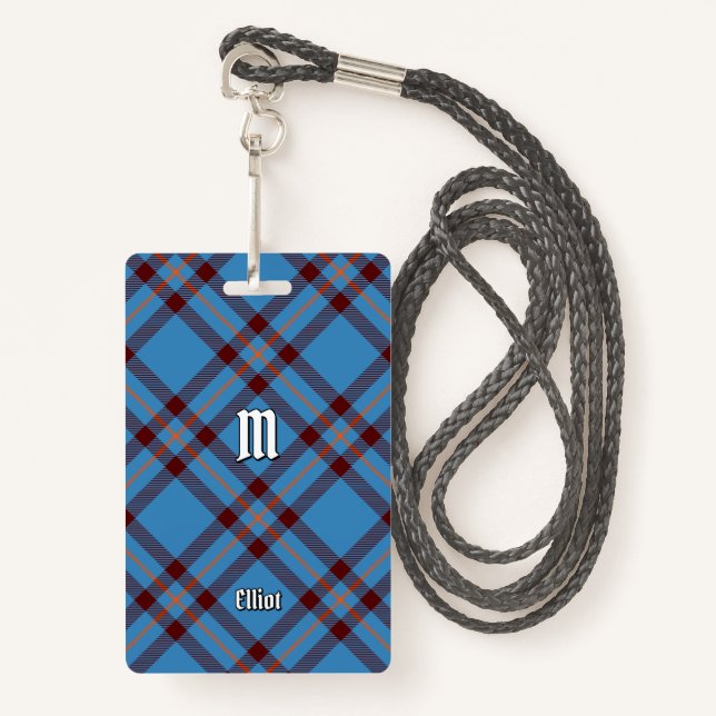 Clan Elliot Ancient Tartan Badge (Front with Lanyard)