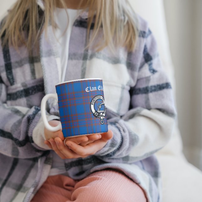 Clan Elliot Crest Badge & Tartan  Customizable Coffee Mug (Creator Uploaded)