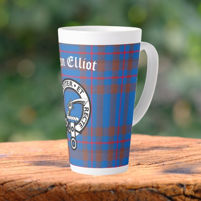Clan Elliot Crest Badge & Tartan  Latte Mug