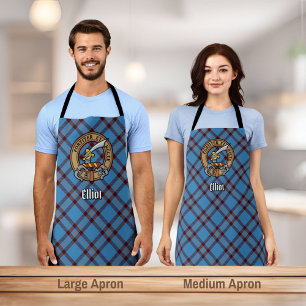 Clan Elliot Crest over Ancient Tartan Apron
