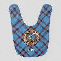 Clan Elliot Crest over Ancient Tartan Baby Bib