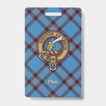 Clan Elliot Crest over Ancient Tartan Badge