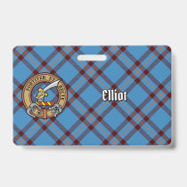 Clan Elliot Crest over Ancient Tartan Badge