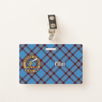 Clan Elliot Crest over Ancient Tartan Badge