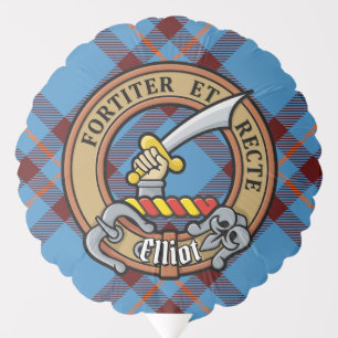Clan Elliot Crest over Ancient Tartan Balloon
