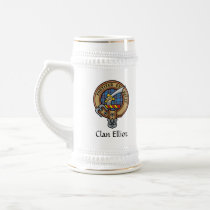 Clan Elliot Crest over ancient Tartan Beer Stein