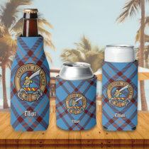 Clan Elliot Crest over Ancient Tartan Bottle Cooler