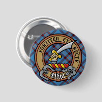 Clan Elliot Crest over Ancient Tartan Button