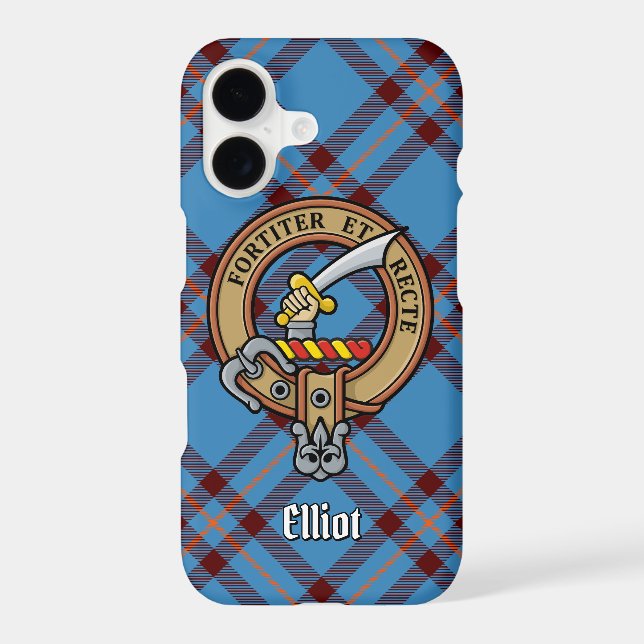 Clan Elliot Crest over Ancient Tartan Case-Mate iPhone Case (Back)
