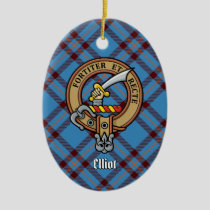 Clan Elliot Crest over Ancient Tartan Ceramic Ornament