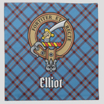 Clan Elliot Crest over Ancient Tartan Cloth Napkin