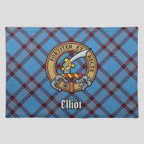 Clan Elliot Crest over Ancient Tartan Cloth Placemat