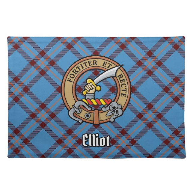 Clan Elliot Crest over Ancient Tartan Cloth Placemat (Front)