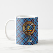 Clan Elliot Crest over Ancient Tartan Coffee Mug