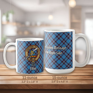 Clan Elliot Crest over Ancient Tartan Coffee Mug