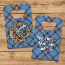 Clan Elliot Crest over Ancient Tartan Credit Card Bottle Opener