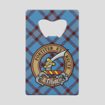 Clan Elliot Crest over Ancient Tartan Credit Card Bottle Opener