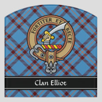 Clan Elliot Crest over Ancient Tartan Door Sign