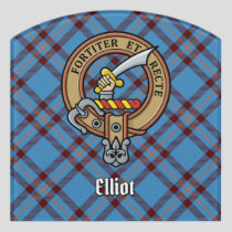 Clan Elliot Crest over Ancient Tartan Door Sign