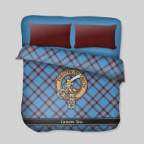 Clan Elliot Crest over Ancient Tartan Duvet Cover