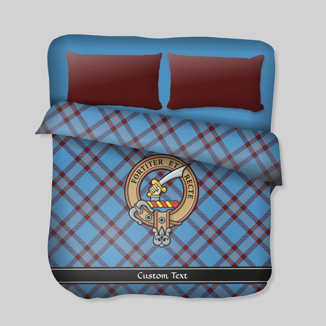 Clan Elliot Crest over Ancient Tartan Duvet Cover (Creator Uploaded)