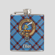 Clan Elliot Crest over Ancient Tartan Flask