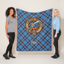 Clan Elliot Crest over Ancient Tartan Fleece Blanket