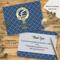 Clan Elliot Crest over Ancient Tartan Foil Invitation Postcard