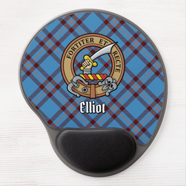 Clan Elliot Crest over Ancient Tartan Gel Mouse Pad (Front)