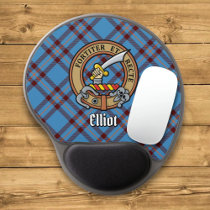 Clan Elliot Crest over Ancient Tartan Gel Mouse Pad