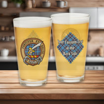 Clan Elliot Crest over Ancient Tartan Glass