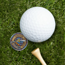 Clan Elliot Crest over Ancient Tartan Golf Ball Marker