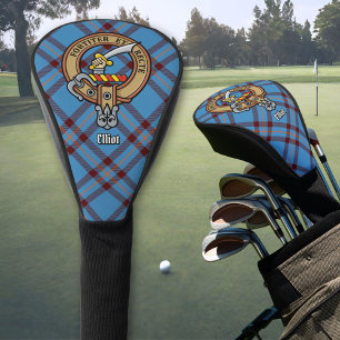 Clan Elliot Crest over Ancient Tartan Golf Head Cover