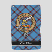 Clan Elliot Crest over Ancient Tartan Golf Towel