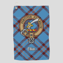 Clan Elliot Crest over Ancient Tartan Golf Towel