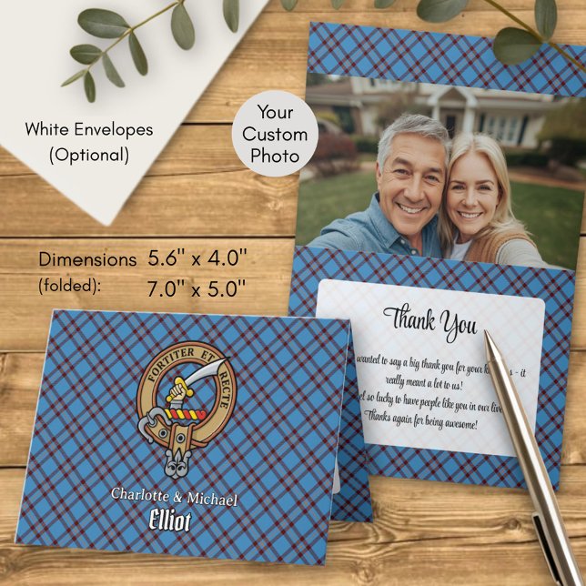 Clan Elliot Crest over Ancient Tartan Invitation (Creator Uploaded)