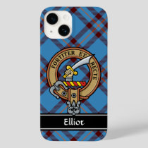Clan Elliot Crest over Ancient Tartan iPhone Case