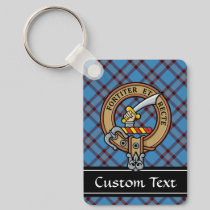 Clan Elliot Crest over Ancient Tartan Keychain