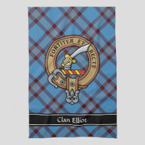 Clan Elliot Crest over Ancient Tartan Kitchen Towel