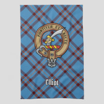 Clan Elliot Crest over Ancient Tartan Kitchen Towel