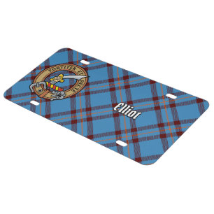 Clan Elliot Crest over Ancient Tartan License Plate